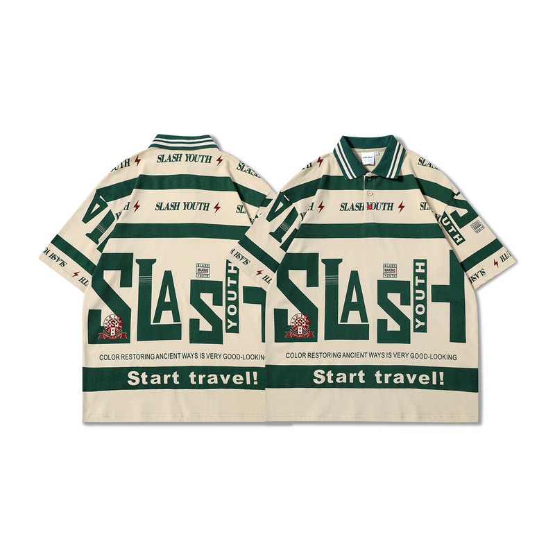 Lapel Contrast Color Vintage Style Short Sleeves For Men And Women