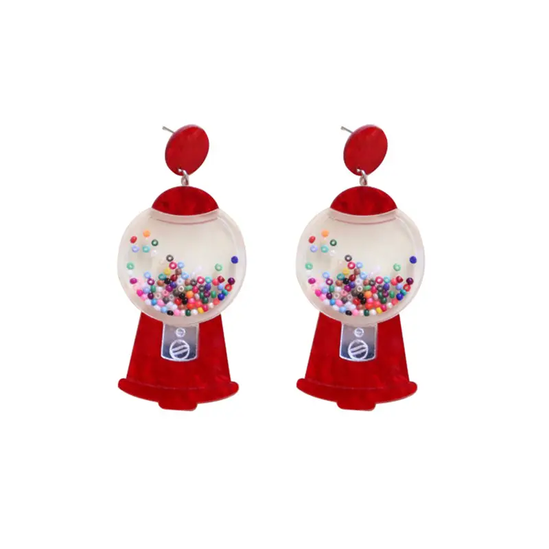 Creative Exaggerated Three-dimensional Gashapon Machine Earrings Acrylic