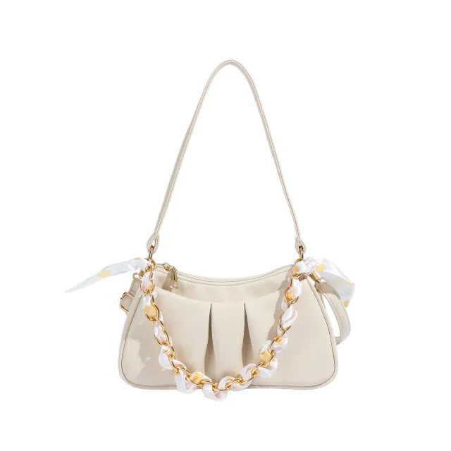 Bag Western Style Folds Shoulder Bag Net Red Chain Handbag White - Shop at LoveMi