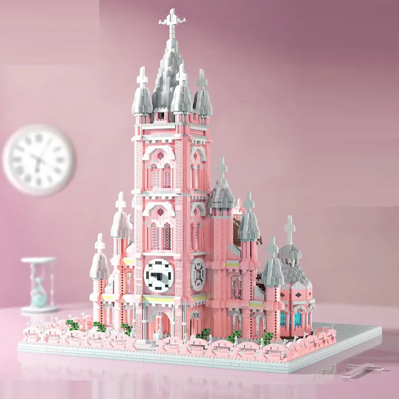 Red Church Model Decompression Building Blocks Educational Toys