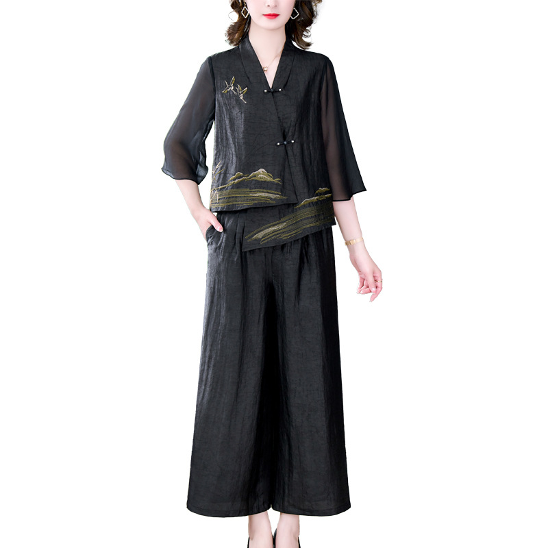 Embroidered Top and Wide-Leg Trouser Set, picture 4 of 8
