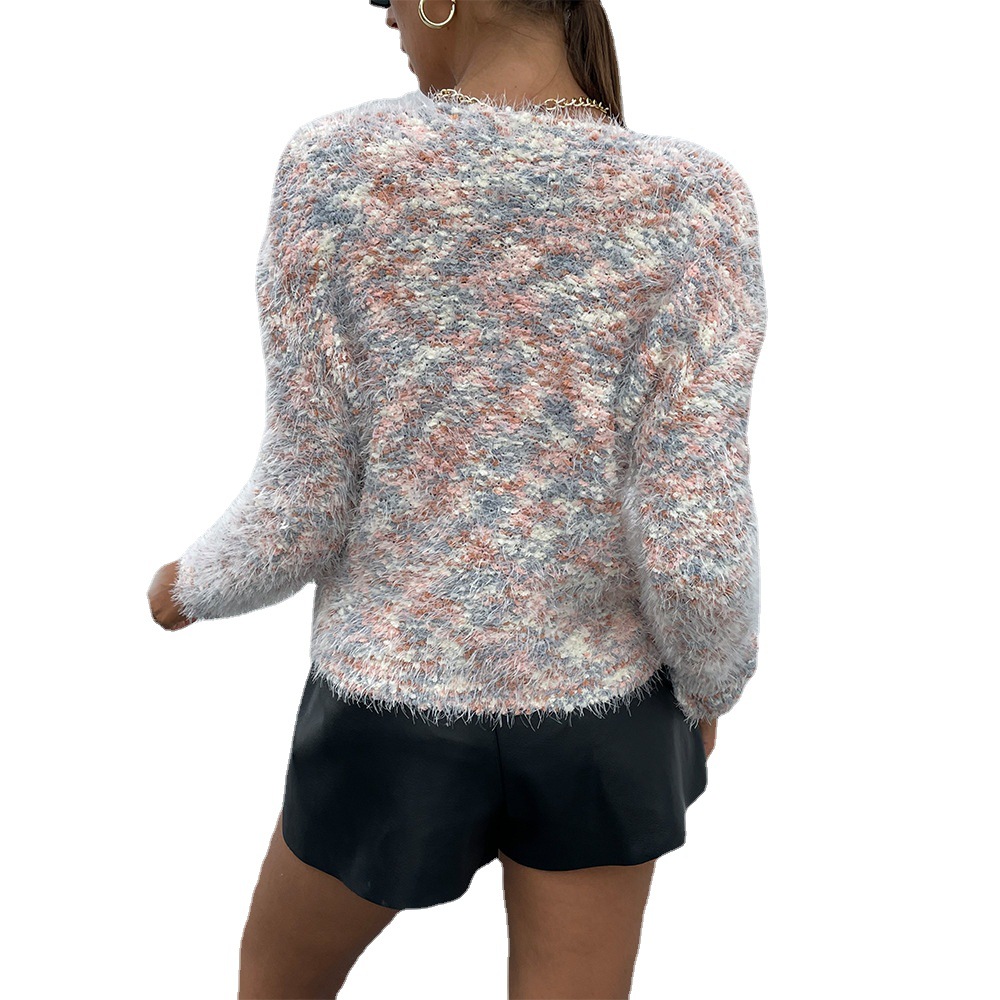 Round Neck Loose Long-sleeved Short Sweater