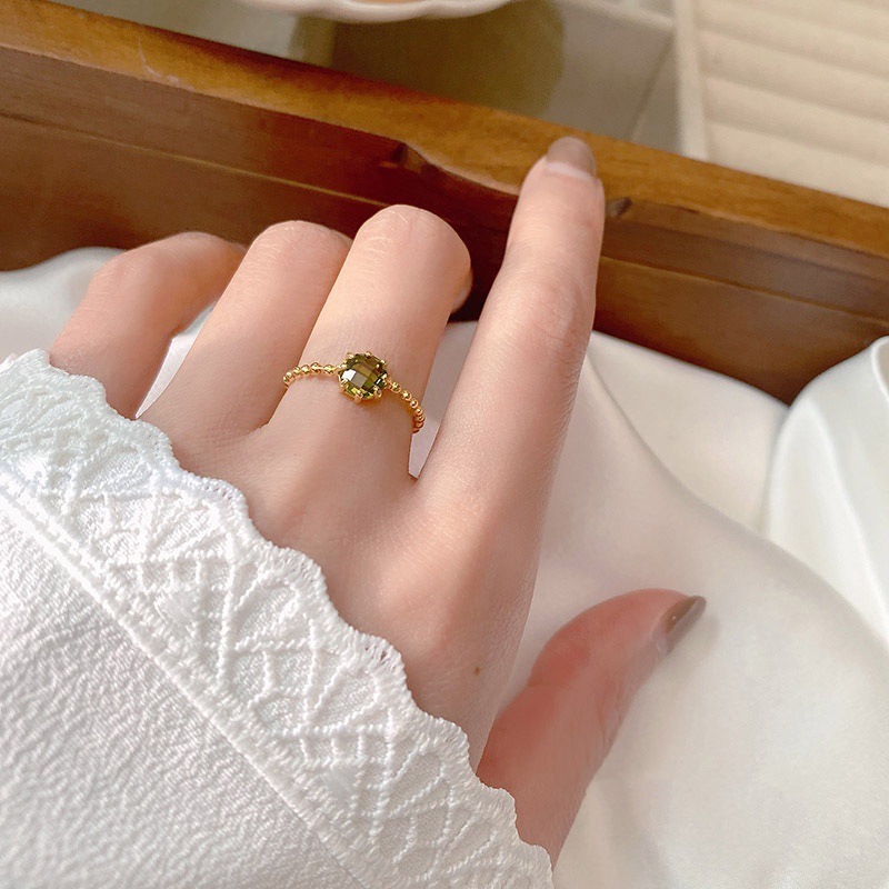 Women's Fashion Personality Pull Round Beads Chain Ring