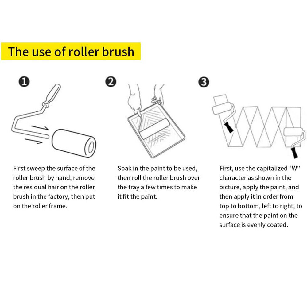 Paint Roller 9 Set Tray Rollers Soft Sleeves Brush Kit Decorating Painting Tool 2