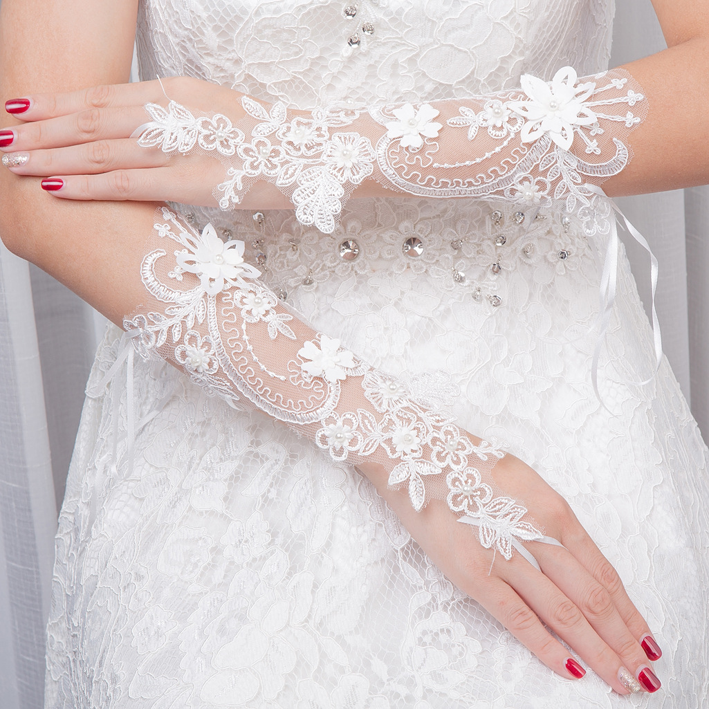 Title 3, Wedding Bride Fingerless Gloves Short Lace