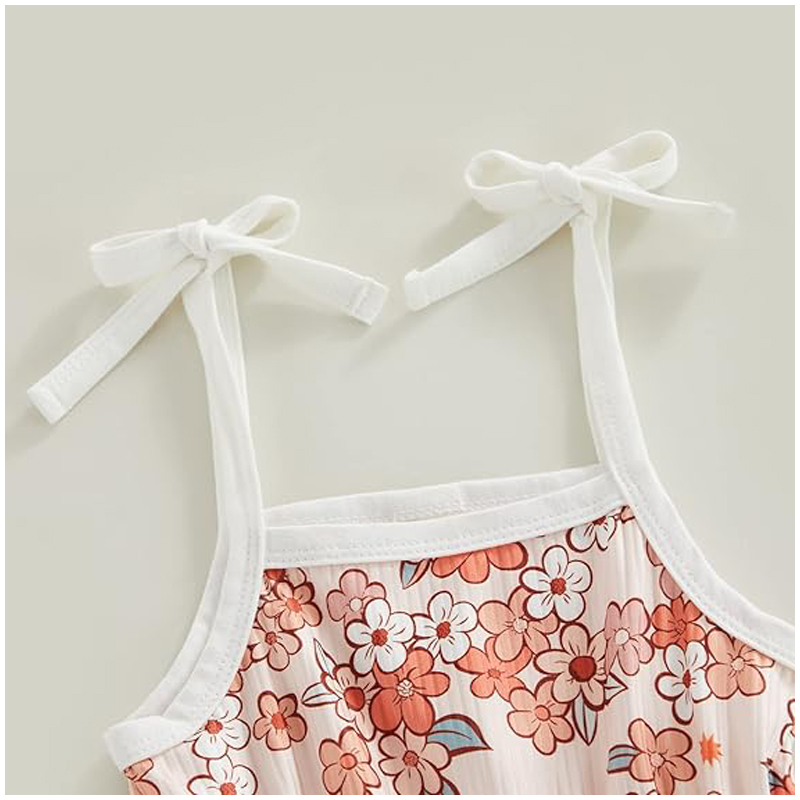 Toddler Baby Girl Clothing,floral Jumpsuit With Tie Up,jumpsuit Baby, Suspender Game Set