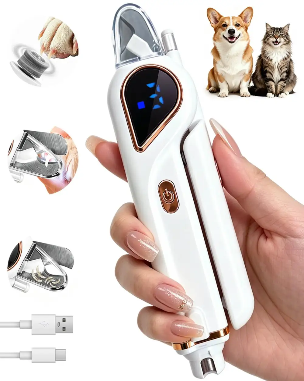 2-in-1 Dog Nail Clippers & Cat Grinder with Dual