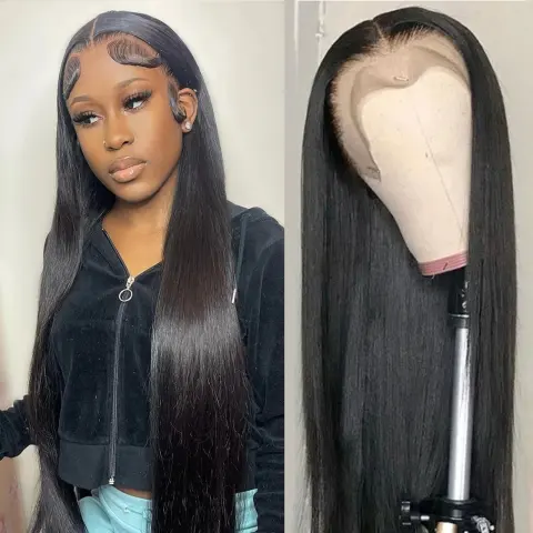 Real Human Hair Wig Lace Set 9a Quality Straight