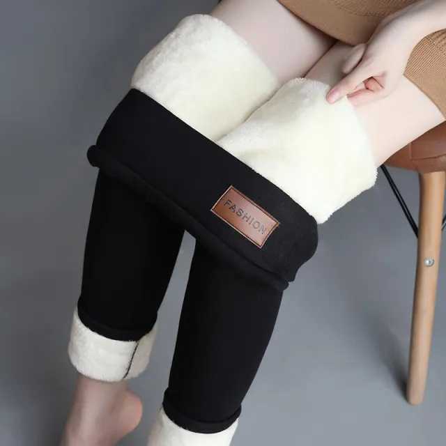 Winter Lamb Cashmere Plus Velvet Thick High waisted Tight fitting Warm Leggings Black - Shop at LoveMi