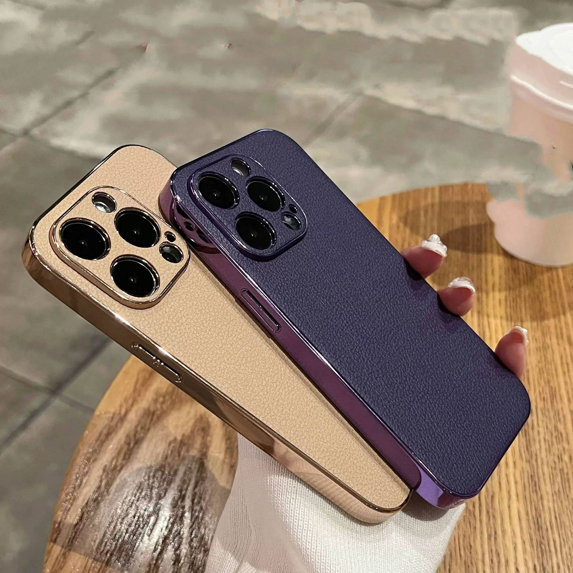 Electroplated Litchi Pattern Full Package Phone Case
