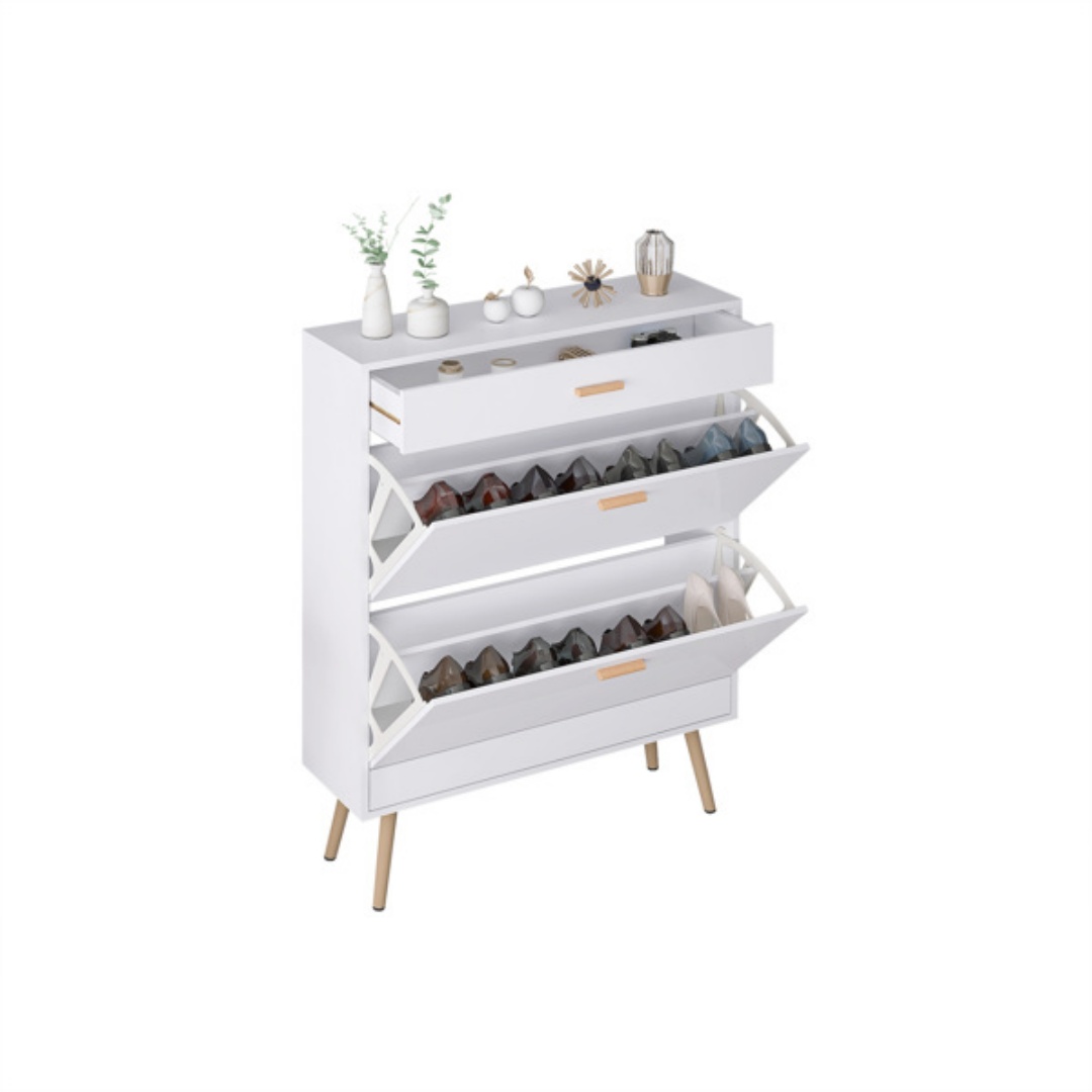 Shoe Cabinet, 16 Pair Shoe Rack Storage Organizer With 2 Flip Drawers, White... 7