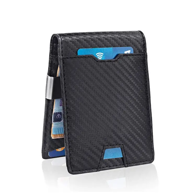 Men's Card Holder Fiber Leather Money Clip