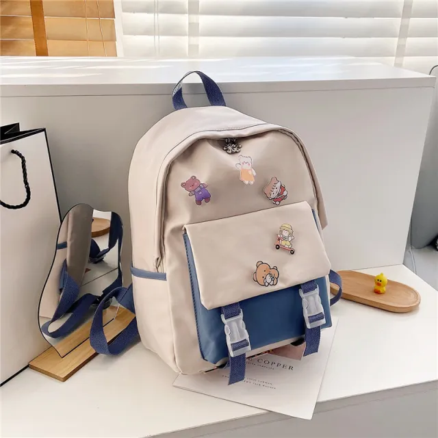 Schoolbag Female Korean Version Original Home Ulzzang High School Students Backpack Blue - Shop at LoveMi