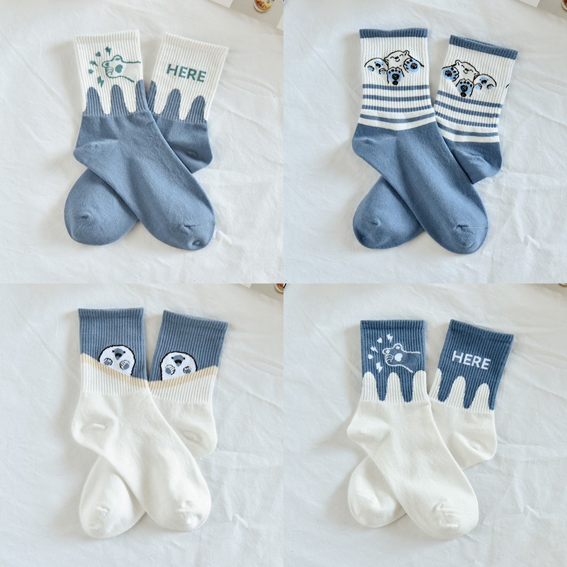 Title 7, Cute Japanese Cartoon Blue Striped Stockings fo...