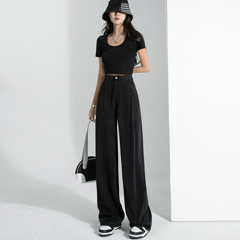 Title 1, Tencel Black Wide Leg Jeans Women