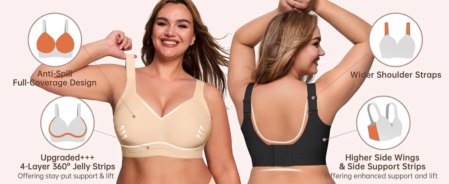 Wireless Full Coverage Padded Bra for Women, No Underwire Wireless Full Coverage Padded Bra for Women, No Underwire