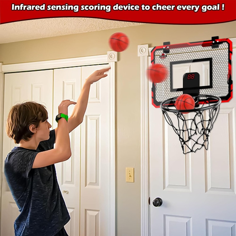 Indoor Basketball Hoop For Kids, Over The Door Mini Hoops With LED UK — image 2