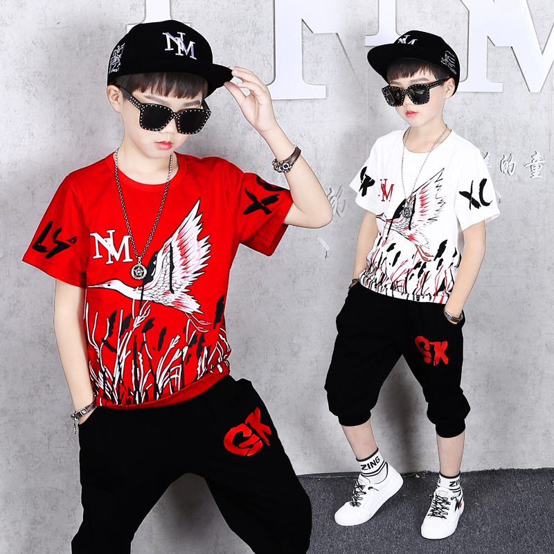 Fashion Print Children's Short Sleeve Pants Two Piece Set
