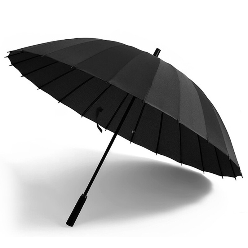 24 Ribs Umbrella Classic Large Umbrellas Strong Windproof Stormproof Black V