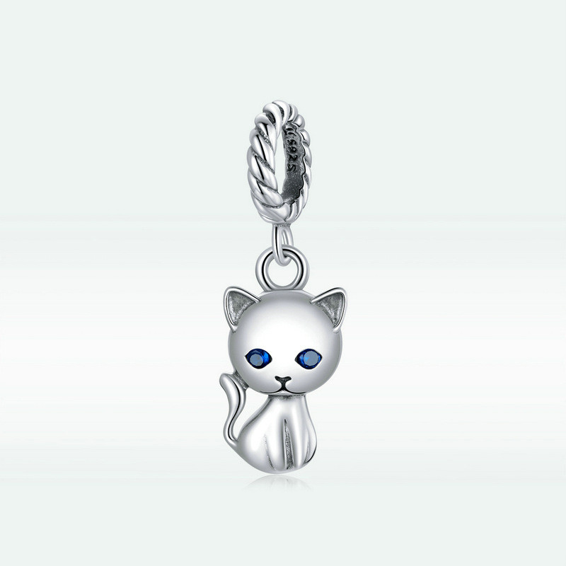 Cute Cat Pendant Bracelet In Sterling Silver