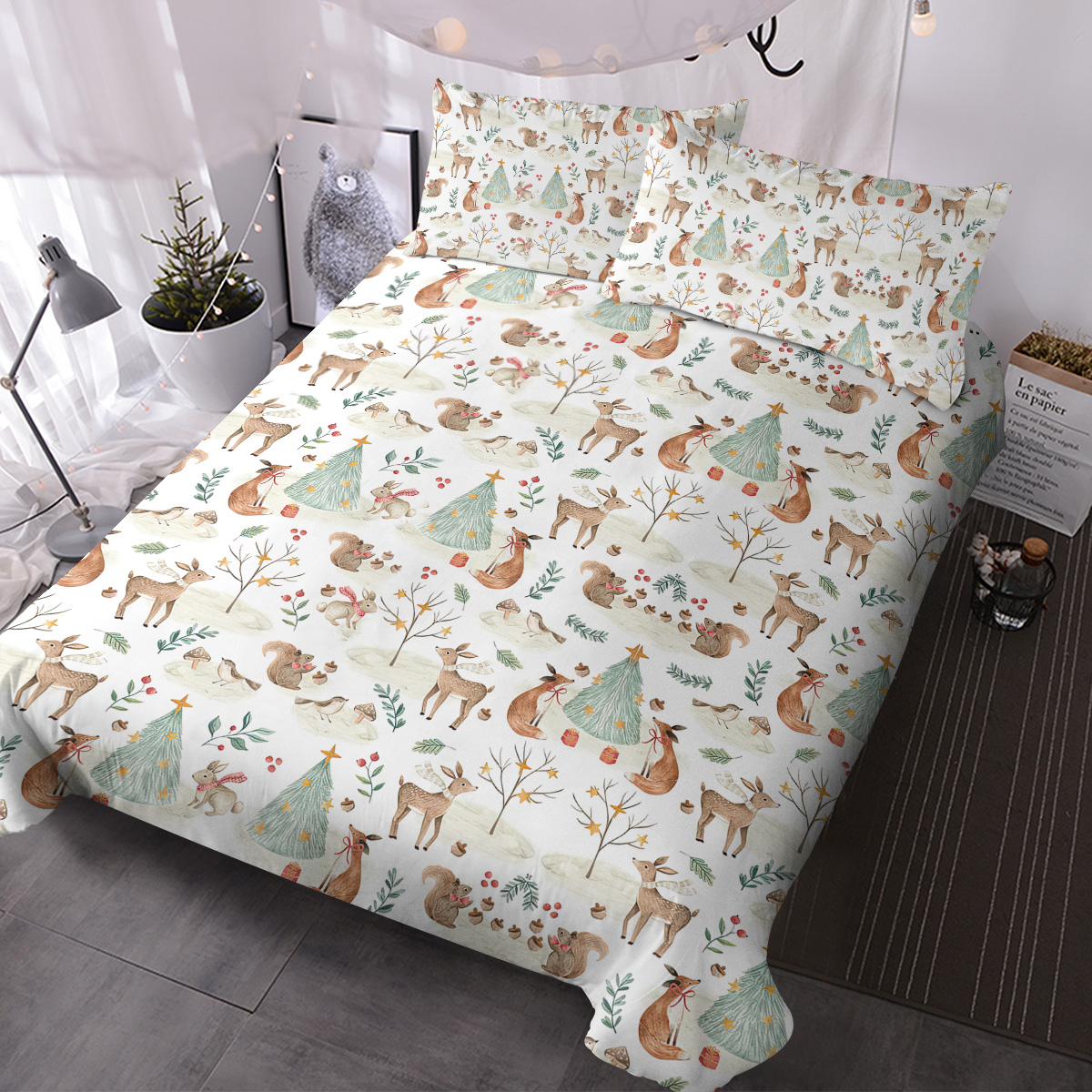 Mini Cats Pattern Duvet Cover Set, Cute Comforter Cover, 1 Quilt Cover 2...