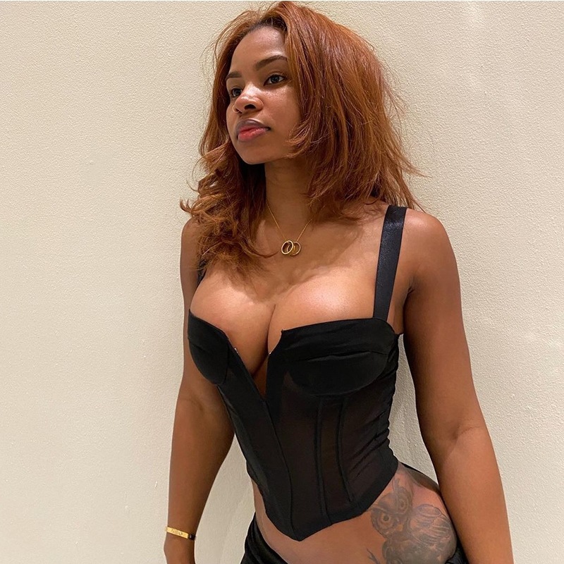 Women's Temperament See-through V-neck Sling Crop Top