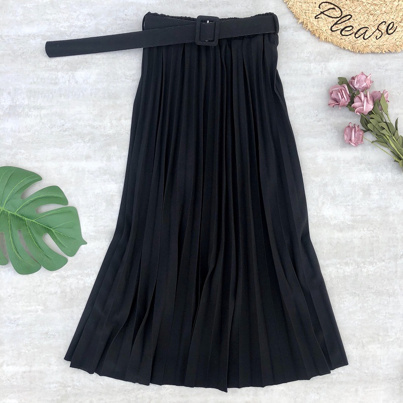 New Mid-length And Thin A-line Mori Girl Large Pleated High Waist Skirt