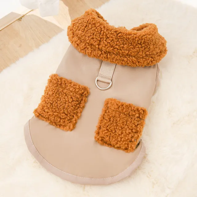 Dog Puppy Clothes Korean Style Coffee Sweater Fit Small Dog Pet Cat Autumn &Winter Pet Cute Costume Dog Cloth Coat Beige - Shop at LoveMi