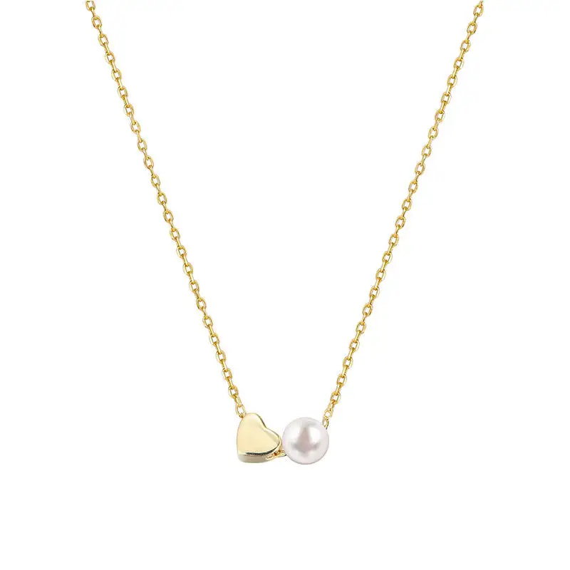 Besimpol Genuine 925 Sterling Silver Collana Di Perle Elegante Del Cuore