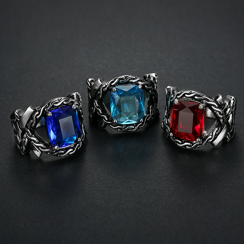 Stainless Steel Personalized Gem Twist Ring