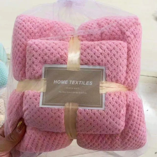High density Coral Fleece Towel Bath Towel Set Rose Red - Shop at LoveMi