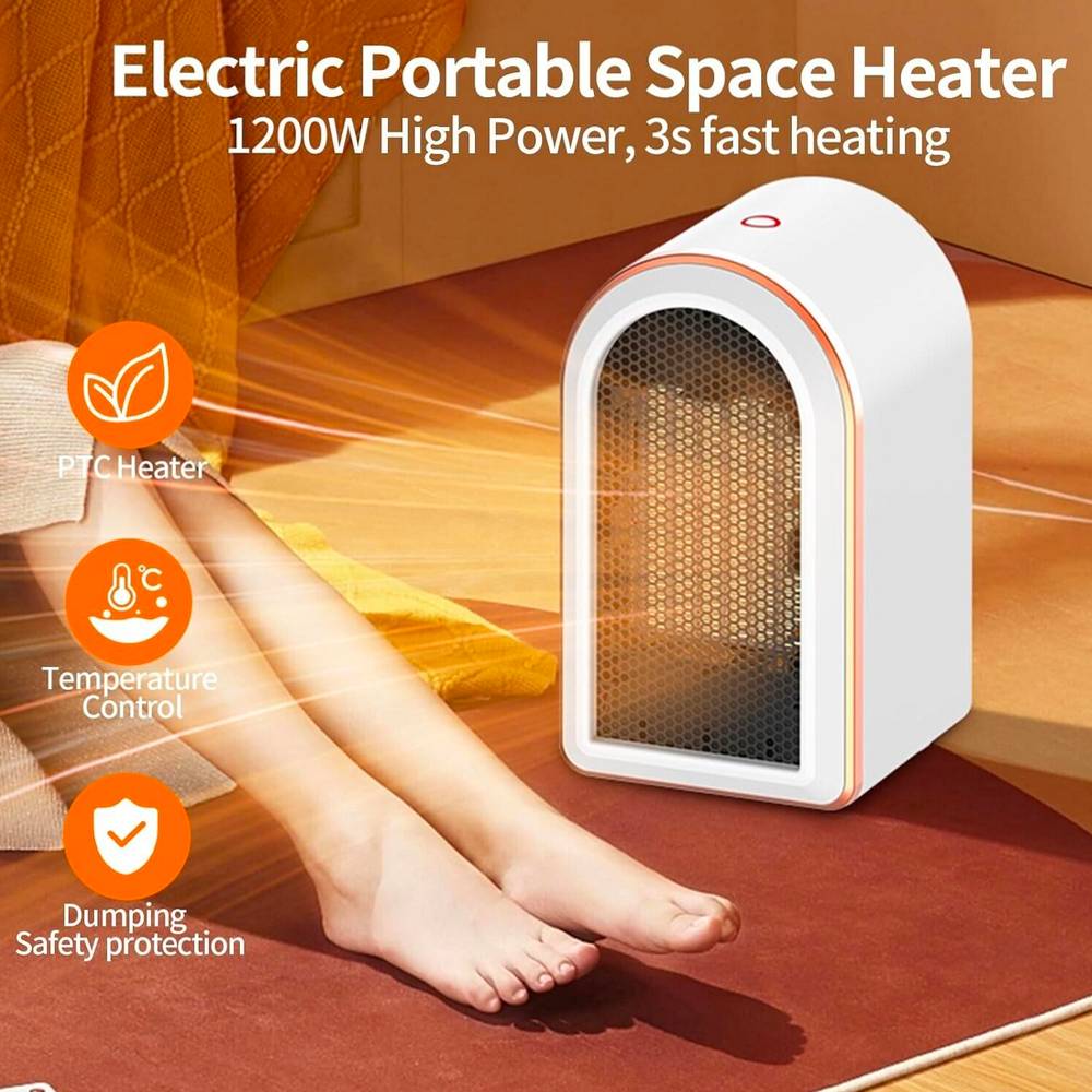 Electric Portable Space Heater 1200W Small Ceramic Fan Low Energy UK Plug — image 6