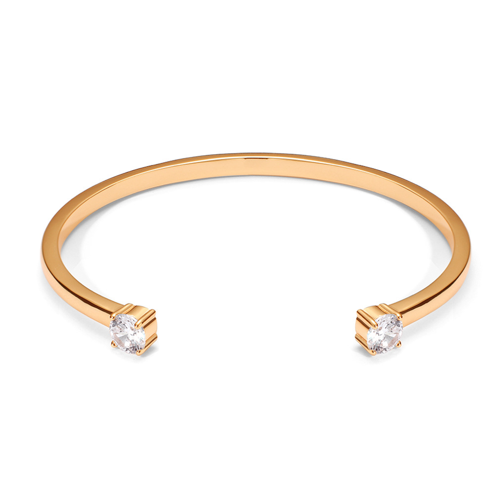 Title 5, Bracciale placcato oro 18K con doppia zircone e...