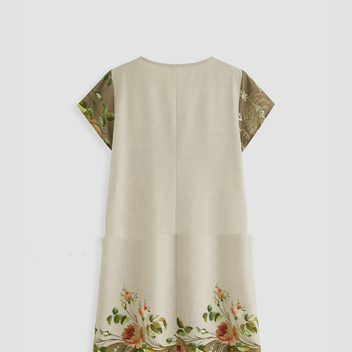 Printed Short Sleeve V Neck Loose Dress Women's Clothing