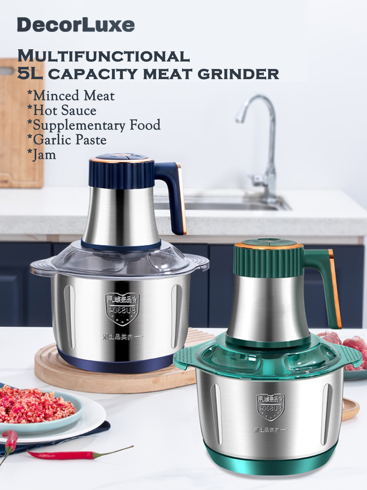 5L Electric Meat Grinder Heavy Duty - Food Processor Mixer & Chopper, Sausage — image 10