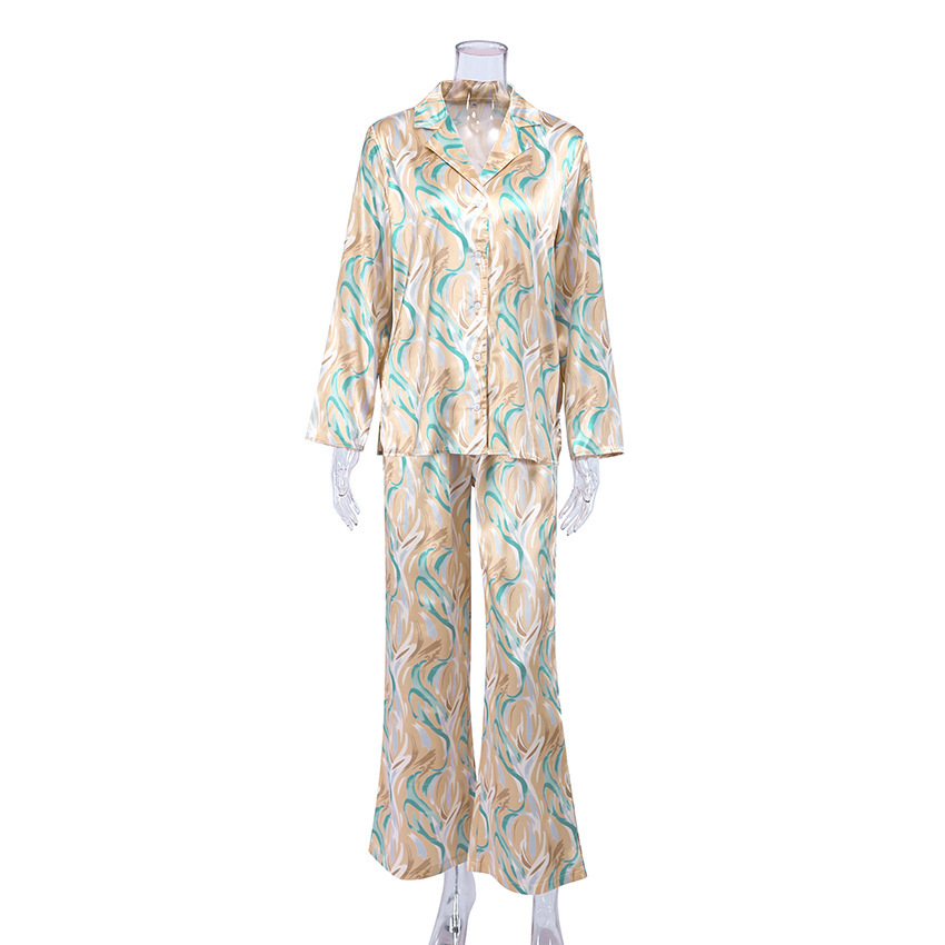 Title 9, Hot Casual Cardigan Printed Imitated Silk Pajam...