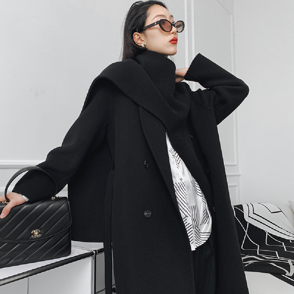 Women's Fashion Long Reversible Wool Coat