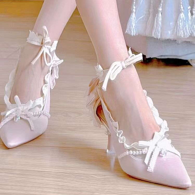 Coquette Lace Ankle Socks, Sheer Mesh Balletcore Socks With Ribbon Bow, Frilly Lace Trim Low Cut Socks For Mary Jane Shoes