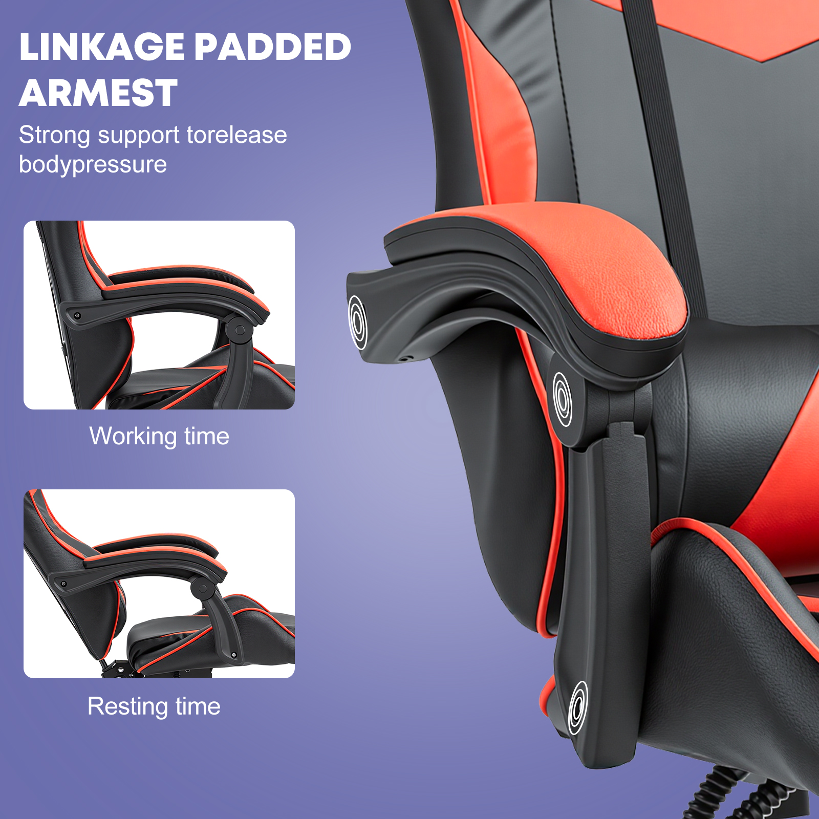Gaming Reclining Swivel Chair For Adults,Ergonomic Racing PC With Lumbar Support — image 10