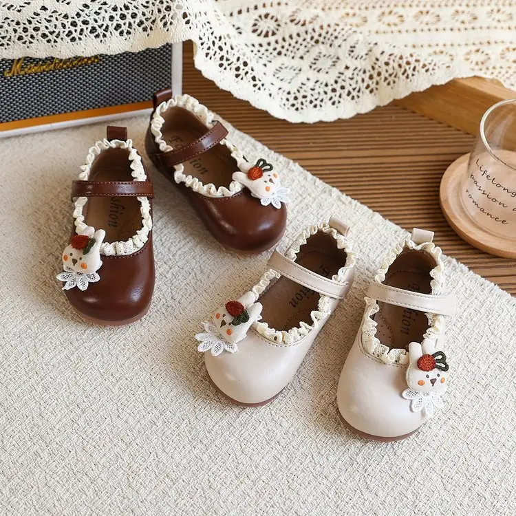 British Style Little Leather Shoes, Girls' Cartoon