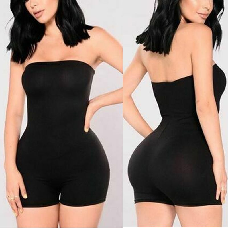 Solid Color Slim-fit Strapless Jumpsuit - Image 9