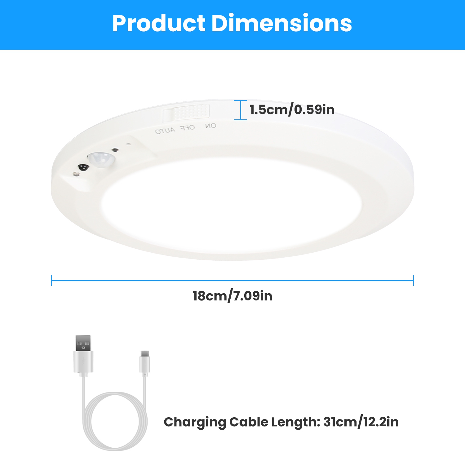 1Pack Magnetic Flush Ceiling Light Rechargeable Motion Sensor Ceiling Light Wireless Ceiling Light With Timer Remote Stepless Dimmable For Closet Stairs Garage Bathroom