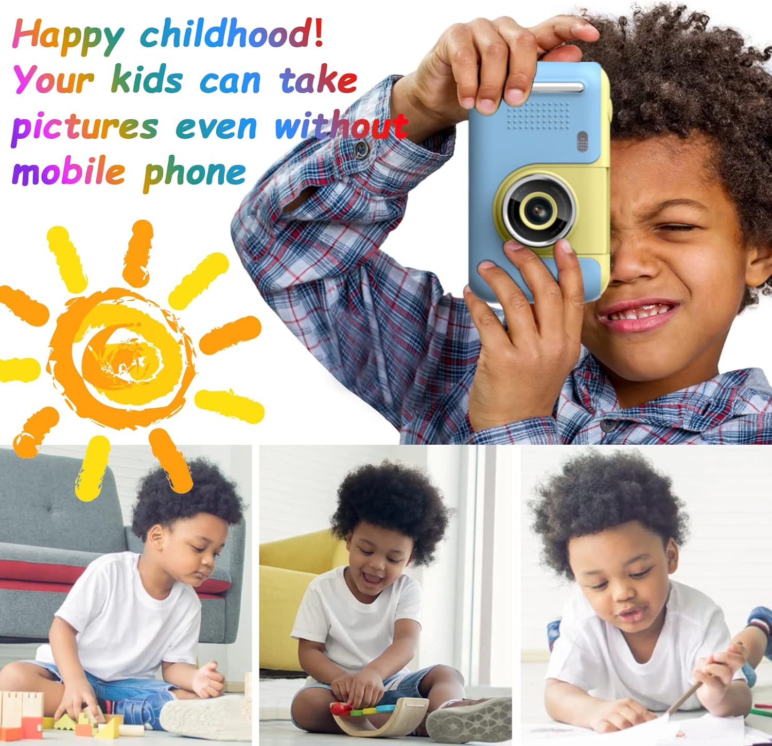 Kids Camera, Children Digital Selfie Camera For 3-12 Year Old Girls Boys With 20