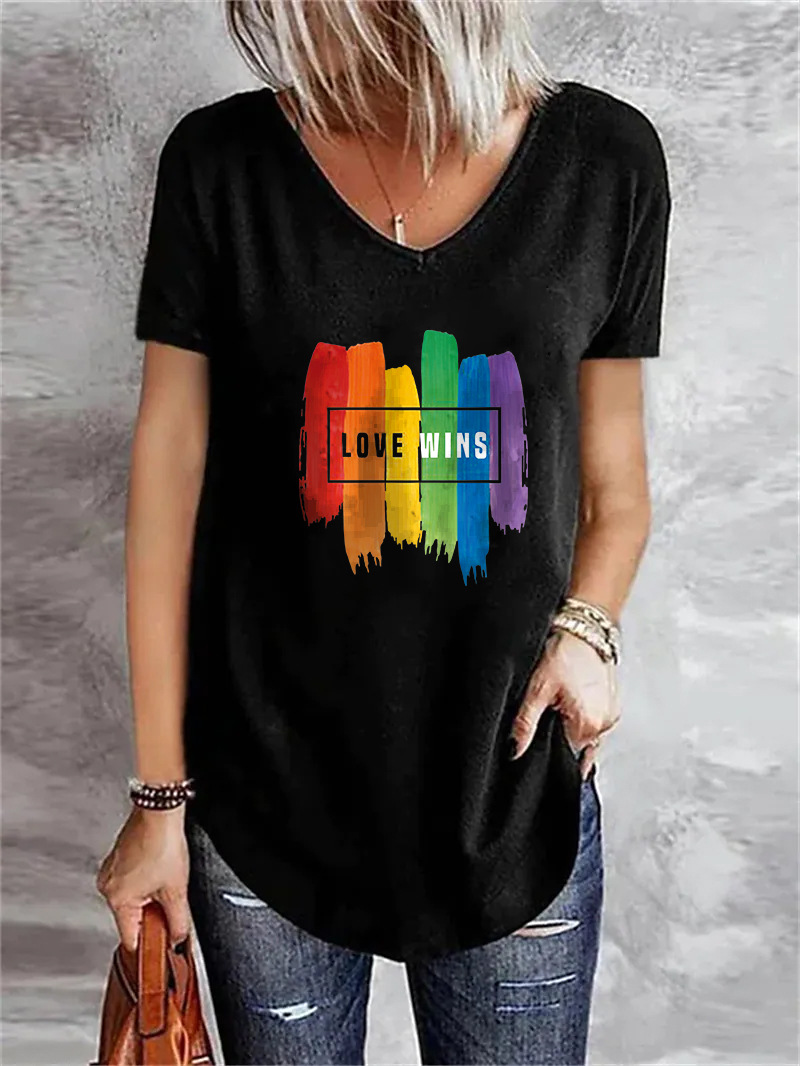 Rainbow Letter Printing Lady Temperament Commuting Fashion