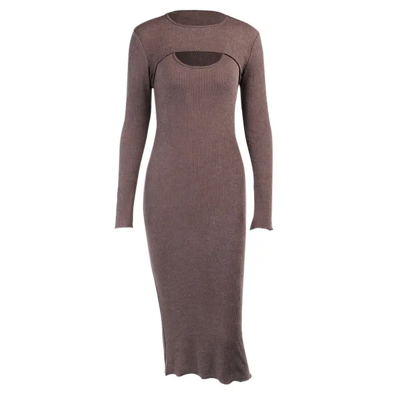 Women's Sexy Hollow Shawl Shirt Slim Split Suspender Dress Two-piece Female
