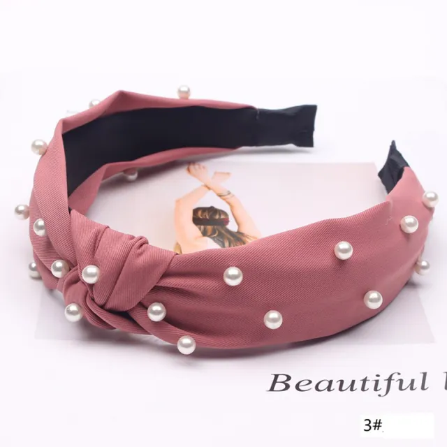 Women's Headband Broad sided Fashion Nail Pearl Bean Paste Red - Shop at LoveMi