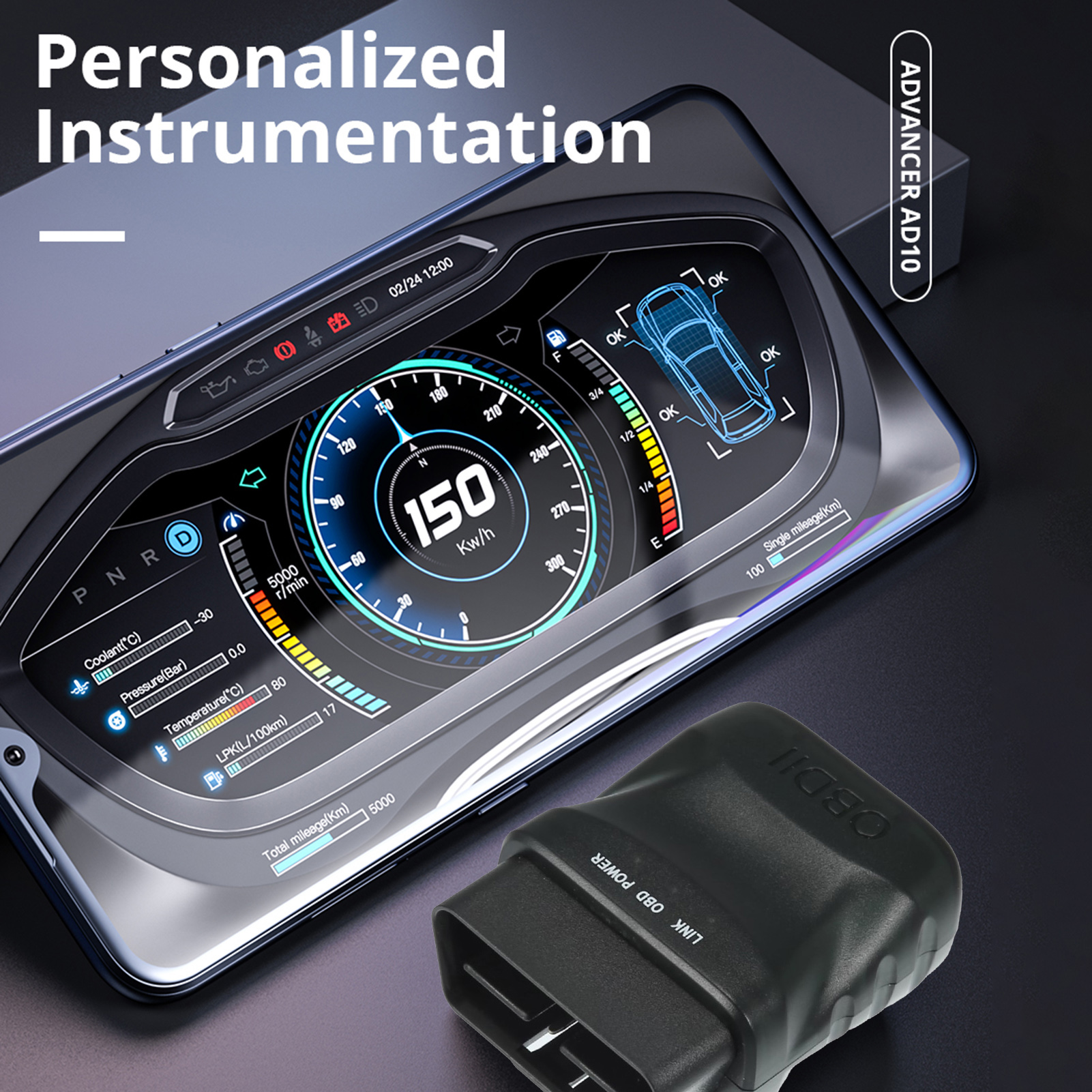Scanner OBD2 Bluetooth pour diagnostic voiture 12V 4