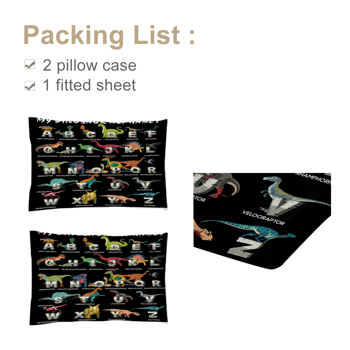 Bedding Fitted Sheet With Deep Pocket, Dino Printed Thicken Soft Fabric Bed Sheets