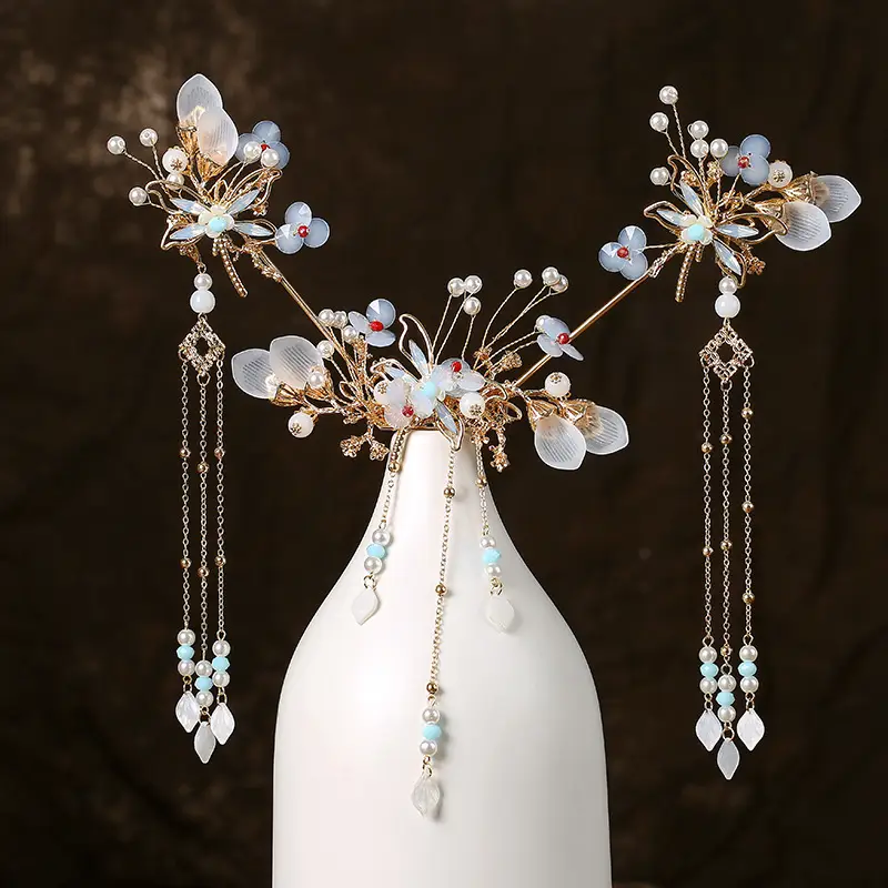 Ancient Style Super Fairy Crown Butterfly Hair Comb Fringed Step Shaking Hairpin Full Set Of Hair Accessories
