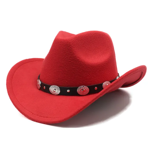 Minority Style Woolen Western Cowboy Hats Men's And Women's Couple Hats Red - Shop at LoveMi